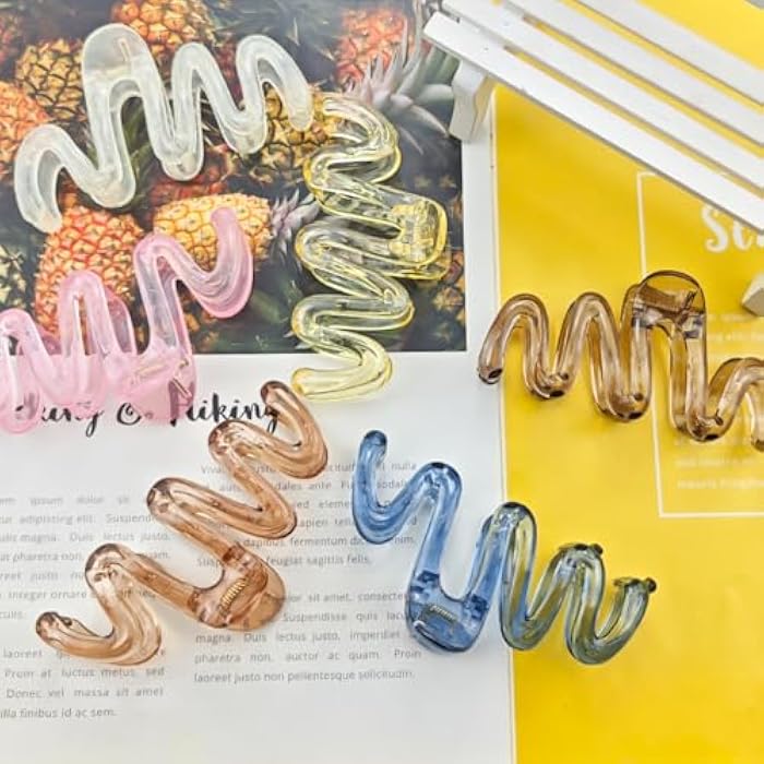 Capiant 4 Pack Non-Slip Wavy Claw Clips for Women - Large Plastic Hair Claws for Thick Hair, Extra Grip Waves Clips - Image 5